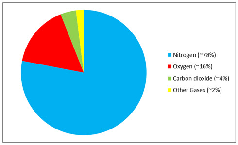 Pie chart of gases of the air